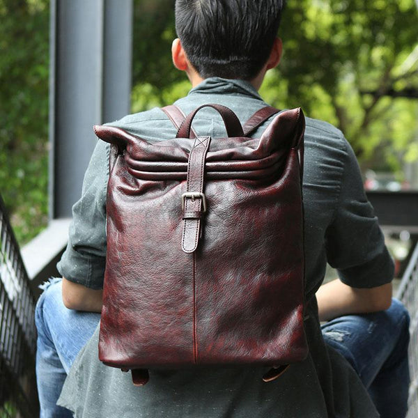 Cool Vintage Leather Mens Backpack Travel Backpack Laptop Backpacks for men