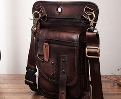 Cool Vintage Leather Mens Belt Pouch Waist Bag Drop Leg Bag Mini Shoulder Bag For Men