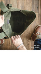 Cool Waxed Canvas Mens Green Military Courier Bag Postman Bag Backpack Large Side Bag For Men