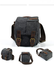 Cool Waxed Canvas Leather Mens Casual Waterproof Small Side Bag SLR Camera Bag Side Bag For Men