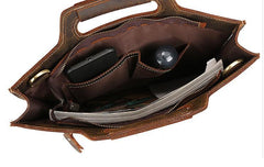 Vintage Leather Men Brown 11inch Briefcase Professional Briefcase Shoulder Bags For Men
