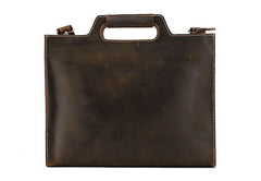 Vintage Leather Men Brown 11inch Briefcase Professional Briefcase Shoulder Bags For Men