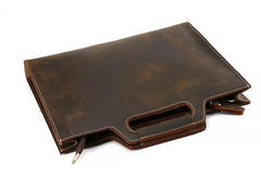 Vintage Leather Men Brown 11inch Briefcase Professional Briefcase Shoulder Bags For Men