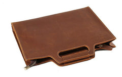 Vintage Leather Men Brown 11inch Briefcase Professional Briefcase Shoulder Bags For Men