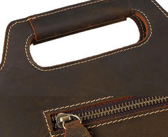 Vintage Leather Men Brown 11inch Briefcase Professional Briefcase Shoulder Bags For Men