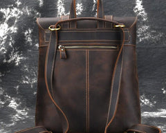 Cool Brown Leather Mens Backpack School Backpack Satchel Backpack for Men