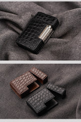 Crocodile Leather Mens S.T.Dupont Lighter Case Coffee Lighter Holders For Men