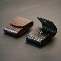 Crocodile Leather Mens S.T.Dupont Lighter Cases With Belt Loop Black Lighter Holders For Men