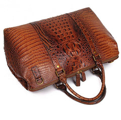 Cool Crocodile Pattern Leather Men's Travel Bag Overnight Bag Weekender Bag For Men