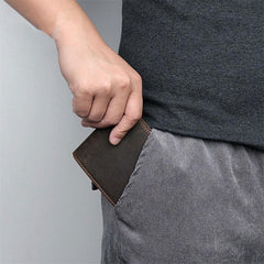 Best Brown Bifold Leather Mens Wallet Slim Wallet Billfold Wallet Driver's License Wallet for Men