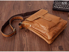 Dark Coffee LEATHER MENS Ipad Vertical SIDE BAG COURIER BAG Small Vertical MESSENGER BAG FOR MEN