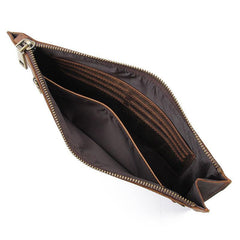 Vintage Coffee Leather Mens Wristlet Wallet Purse Zipper Clutch Wallet For Men