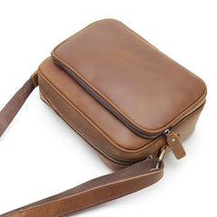 Coffee Leather Small Mens Messenger Bag Side Bag Vintage Brown Courier Bag For Men