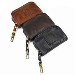 Black Leather Men's Key Holders Wallet Car Keys Wallet Brown Zipper Key Wallets For Men