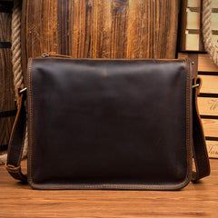 Fashion Dark Brown Leather 11 inches Postman Bag Messenger Bags Courier Bag for Men