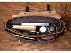 Cool Dark Brown Leather 11 inches Mens Small Messenger Bags Side Bag Brown Courier Bag for Men