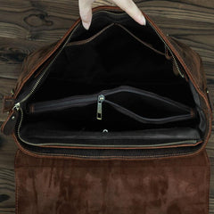 Vintage Brown Leather Mens 15 inches Laptop Work Bag Handbag Briefcase Shoulder Bags Business Bags For Men