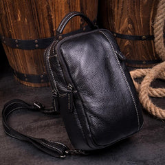 Vintage Brown Leather Mens Crossbody Pack Sling Bag Sling Pack Casual Chest Bags One Shoulder Backpack for Men