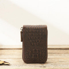 Dark Brown Leather Mens Small Card Wallet Card Holder Coin Purse For Men