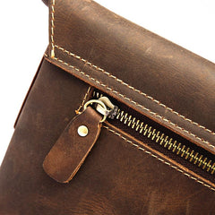 Dark Brown Vintage Leather Wristlet Bag Mens Tablet Bag Handy File Bag Clutch Bag For Men