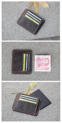 Vintage Brown Slim Leather Mens Card Wallet Small Card Holder Front Pocket Wallet For Men