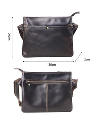 Dark Coffee Leather Mens Casual Small Courier Bag Messenger Bags Brown Postman Bag For Men