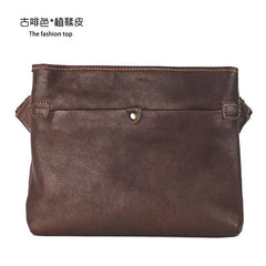 Dark Coffee Leather Mens Casual Small Courier Bag Messenger Bags Brown Postman Bag For Men