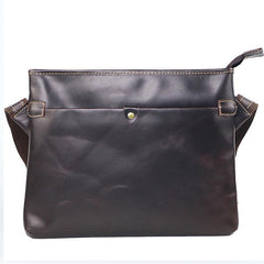 Dark Coffee Leather Mens Casual Small Courier Bag Messenger Bags Brown Postman Bag For Men