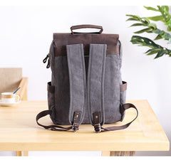 Dark Gray Waxed Canvas Mens Large 15'' Laptop Backpack College Backpack Hiking Backpack for Men