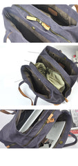 Gray Canvas Leather Mens Denim Bag Tote Bag Messenger Bag Camel Travel Bag For Men and Women