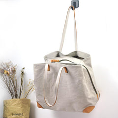 Gray Canvas Leather Mens Denim Bag Tote Bag Messenger Bag Camel Travel Bag For Men and Women