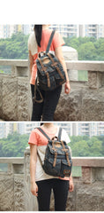 Denim Blue Mens 12 inches Backpack School Backpack Blue Jean Travel Backpacks For Men
