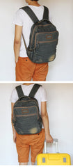 Denim Blue Mens 16 inches Backpack Laptop Backpack Jean Travel Backpacks For Men