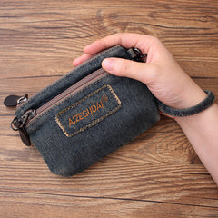 Blue Denim Womens Mini Shoulder Bags Keys Coin Wallet Messenger Bag Denim Wirstlet Purse