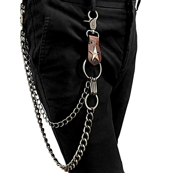 Badass Double Silver Wallet Chain Long Biker Wallet Chain Punk Pants Chain For Men
