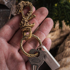 Dragon Brass Keyring Moto KeyChains Leather Brass Keyring with Bottle Opener Key Holders Key Chain Key Ring for Men