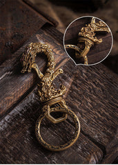 Dragon Brass Keyring Moto KeyChains Leather Brass Keyrings with Bottle Opener Key Holders Key Chain Key Ring for Men