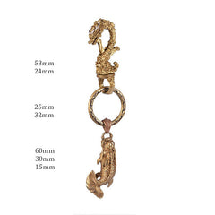 Dragon Brass Keyring Moto KeyChains Leather Brass Keyrings with Bottle Opener Key Holders Key Chain Key Ring for Men