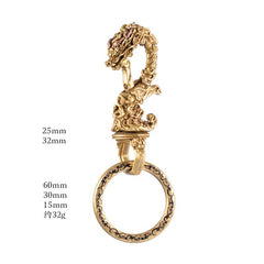 Dragon Brass Keyring Moto KeyChains Leather Brass Keyring with Bottle Opener Key Holders Key Chain Key Ring for Men