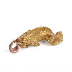 Dragon Fish Keyring Brass Moto KeyChains Hook Keyrings Dragon Moto Key Holders Key Chain Key Rings for Men