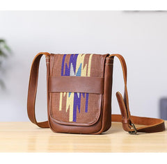 Embroidered Leather Mens Womens Mini Shoulder Bag Side Bag Messenger Bag for Men