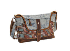 Country Style Canvas Leather Mens 14'' Womens Small Side Bag Courier Bag Messenger Bag for Men