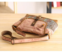 Country Style Canvas Leather Mens 14'' Womens Small Side Bag Courier Bag Messenger Bag for Men
