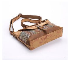 Country Style Canvas Leather Mens 14'' Womens Small Side Bag Courier Bag Messenger Bag for Men