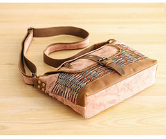 Country Style Canvas Leather Mens 14'' Womens Small Side Bag Courier Bag Messenger Bag for Men