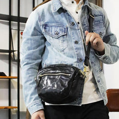 FASHION BROWN LEATHER MEN'S Small Side Bags MESSENGER BAG BLACK Black Courier Bag FOR MEN