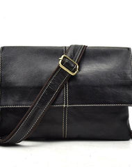 Cool Black Leather Mens Small Side Bag Messenger Bag Shoulder Bag for Men