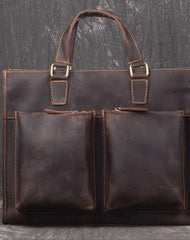 Men Leather Briefcase 14inch Professional Handbag Laptop Bag For Men