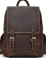 Leather Mens Cool Backpack Large Coffee Travel Backpack 13inch Laptop Backpack For Men