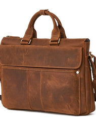 Vintage LEATHER MENS BRIEFCASE 14'' Laptop BRIEFCASE Professional Handbag FOR MEN